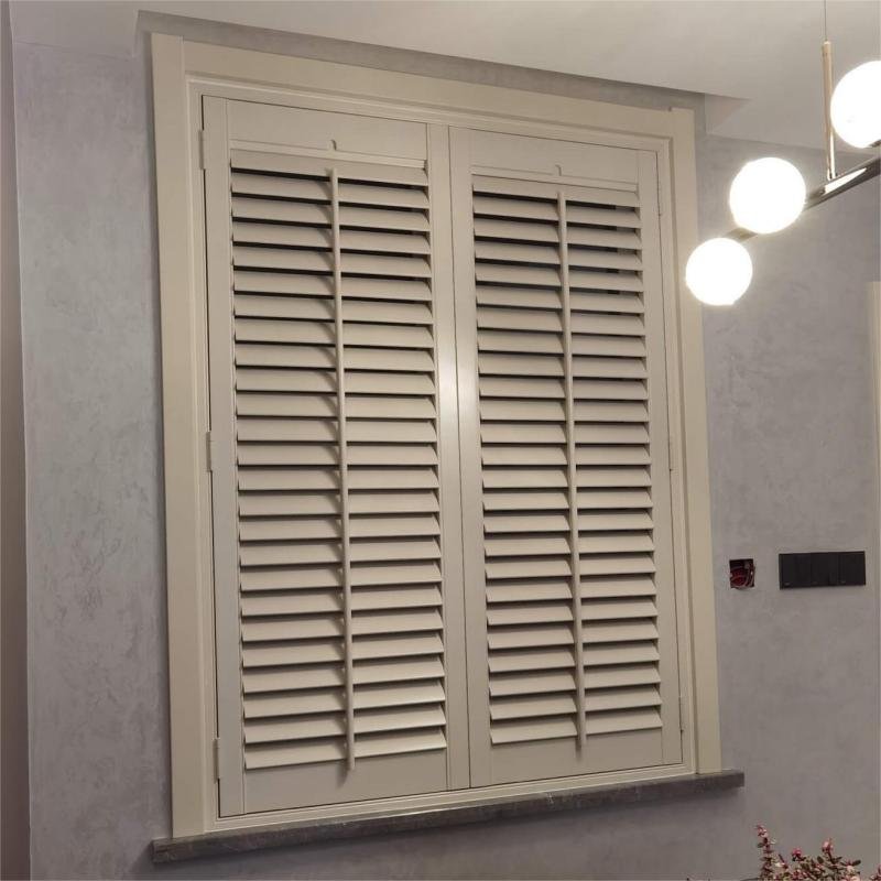 Full Height Shutters in Natural Hardwood