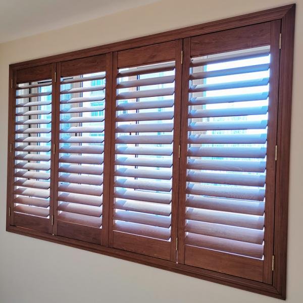 Full Height Shutters in Natural Hardwood