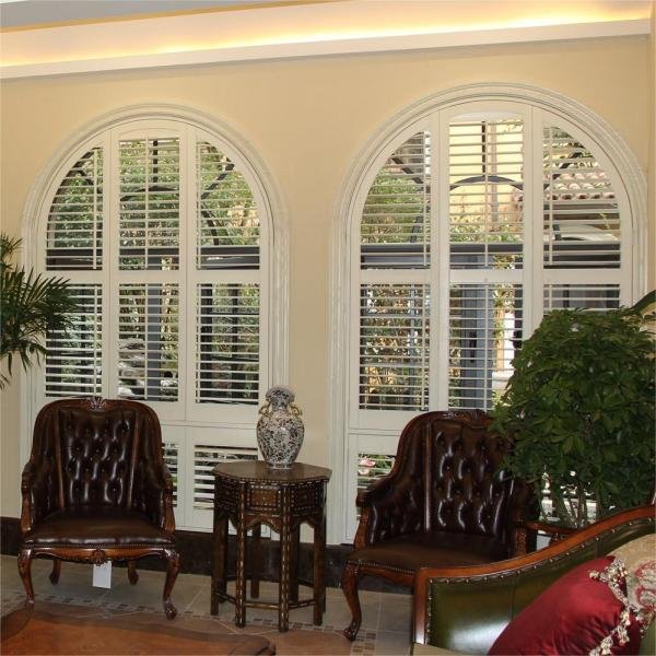 plantation shutters for arched window