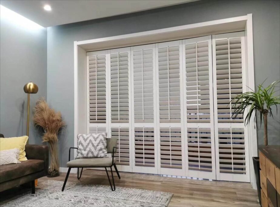 plantation shutters on sliding glass door