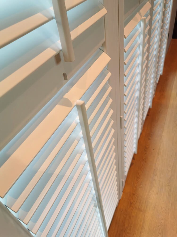 bi-fold sliding patio door plantation shutters