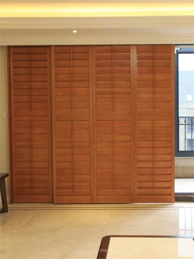 Bypass shutters for large sliding glass doors