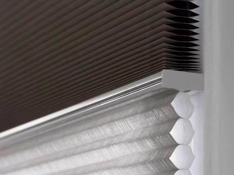 Cellular shade cross-section showing single cell vs double cell honeycomb structure comparison