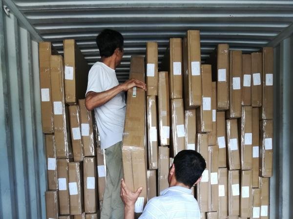 Container loading and shipping preparation -- PVC shutters packed for ANZ export