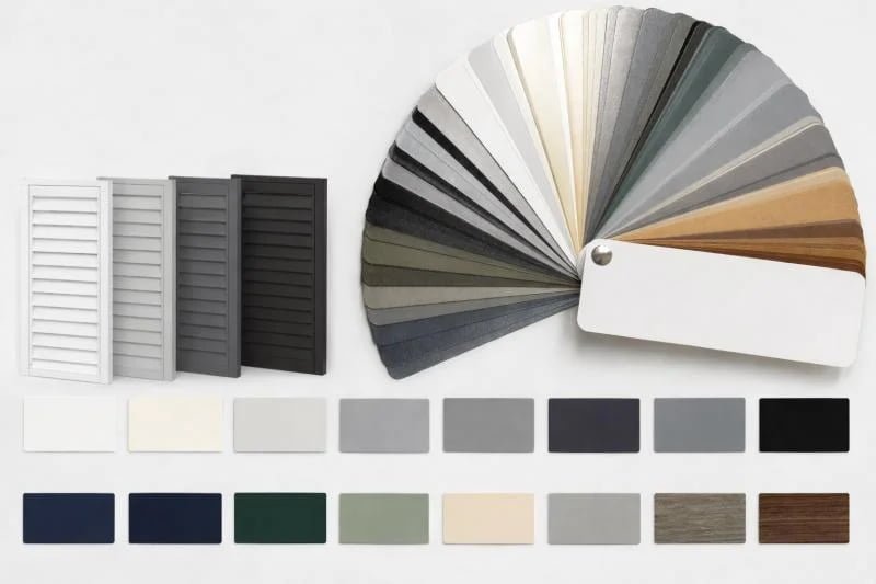 Powder coat colour customisation options for aluminium shutters