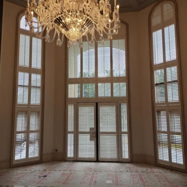 Property development project with wood plantation shutters