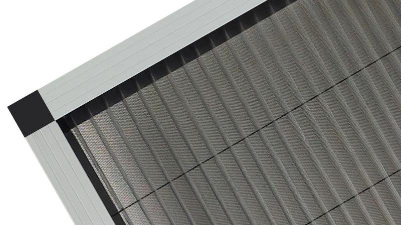 Flyscreen mesh material close-up -- fibreglass mesh vs aluminium mesh comparison