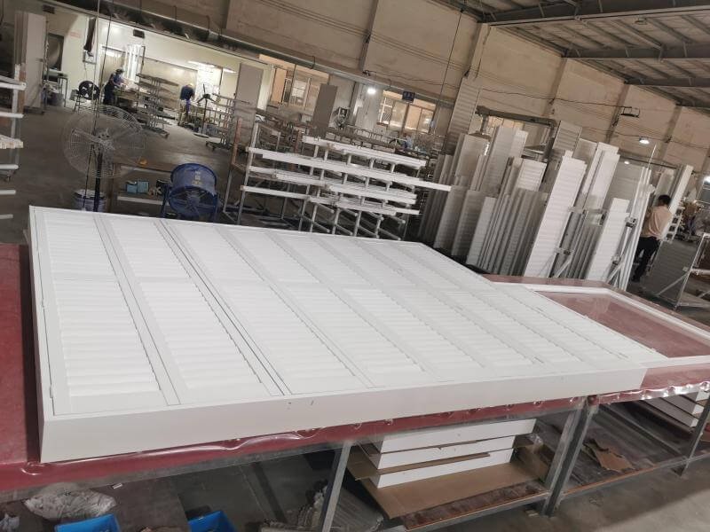 Warehouse staging and container loading of window covering products at Bright Shutters