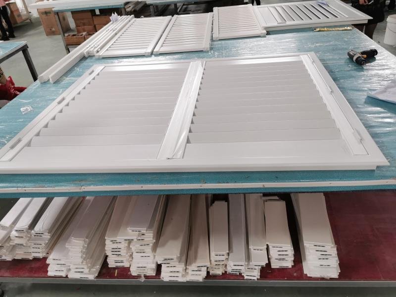 PVC plantation shutters on production line -- 50+ extrusion lines, 200+ profile sections