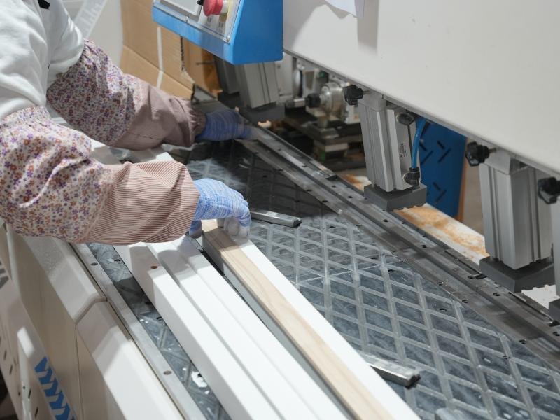 CNC machining centres cutting stiles, rails and louvres to precision dimensions